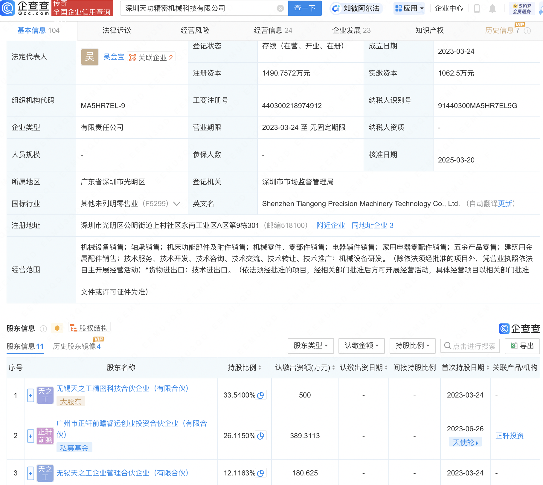 小米旗下瀚星創投入股天功精密機械科技公司:精密機械
